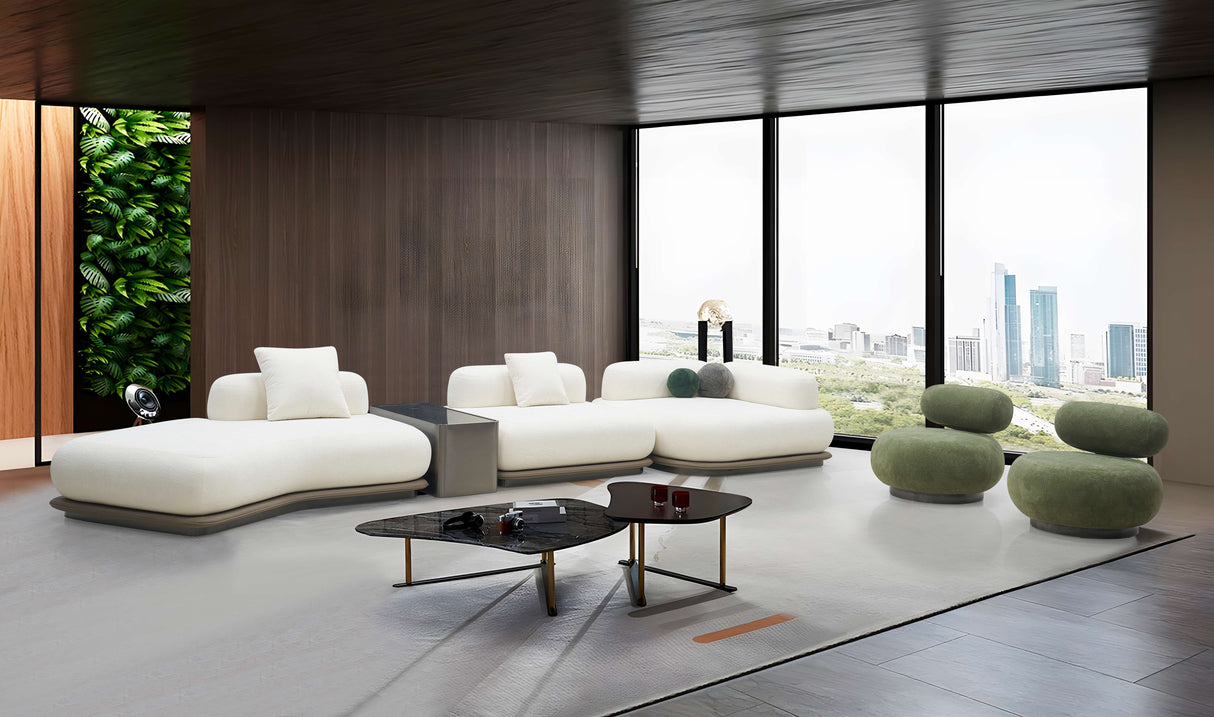 Wohn-Sofa-Set Milano Eleganza +2 Hockern Italy Desgin