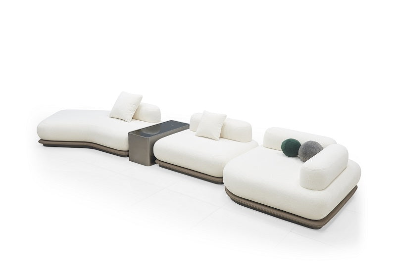 Wohn-Sofa-Set Milano Eleganza +2 Hockern Italy Desgin