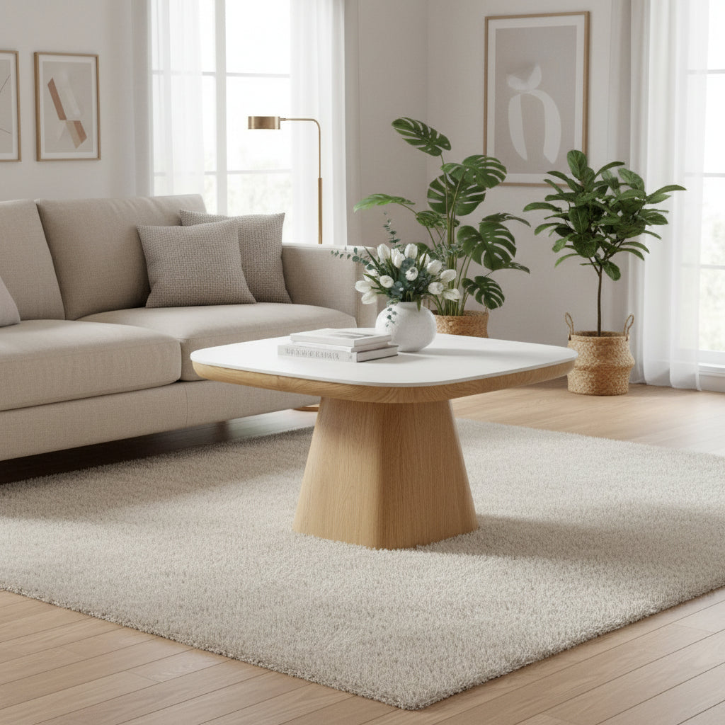 MARLIO Couchtisch weiss Keramik 80x80 cm