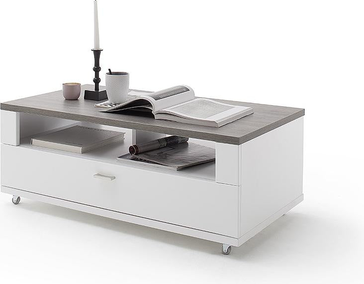 Couchtisch Merbena Amberg Eiche/weiss matt 100x39x55cm Prime Möbel