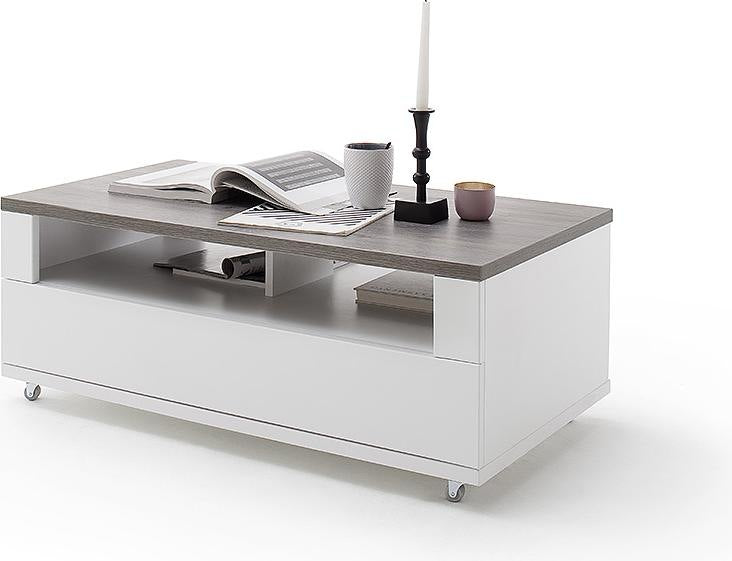 Couchtisch Merbena Amberg Eiche/weiss matt 100x39x55cm Prime Möbel