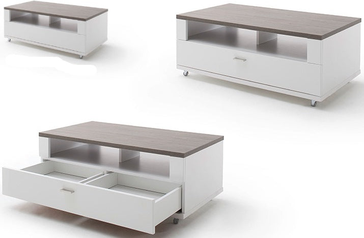 Couchtisch Merbena Amberg Eiche/weiss matt 100x39x55cm Prime Möbel