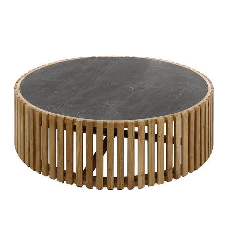 Couchtisch rund mit Schieferplatte 120cm - Prime Möbel