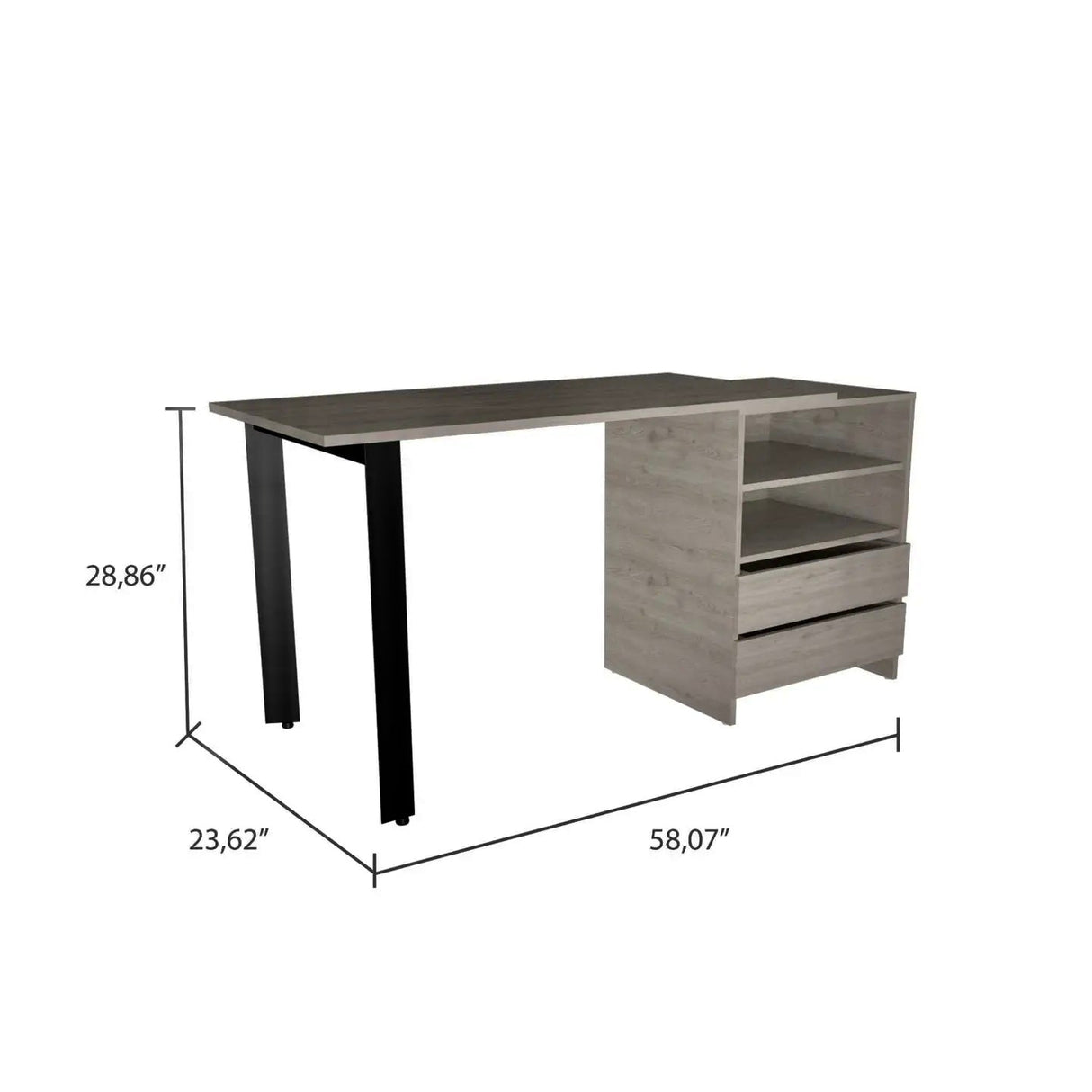 Austral 120 Schreibtisch, 2 Beine, 2 Schubladen, Grau - Prime Möbel