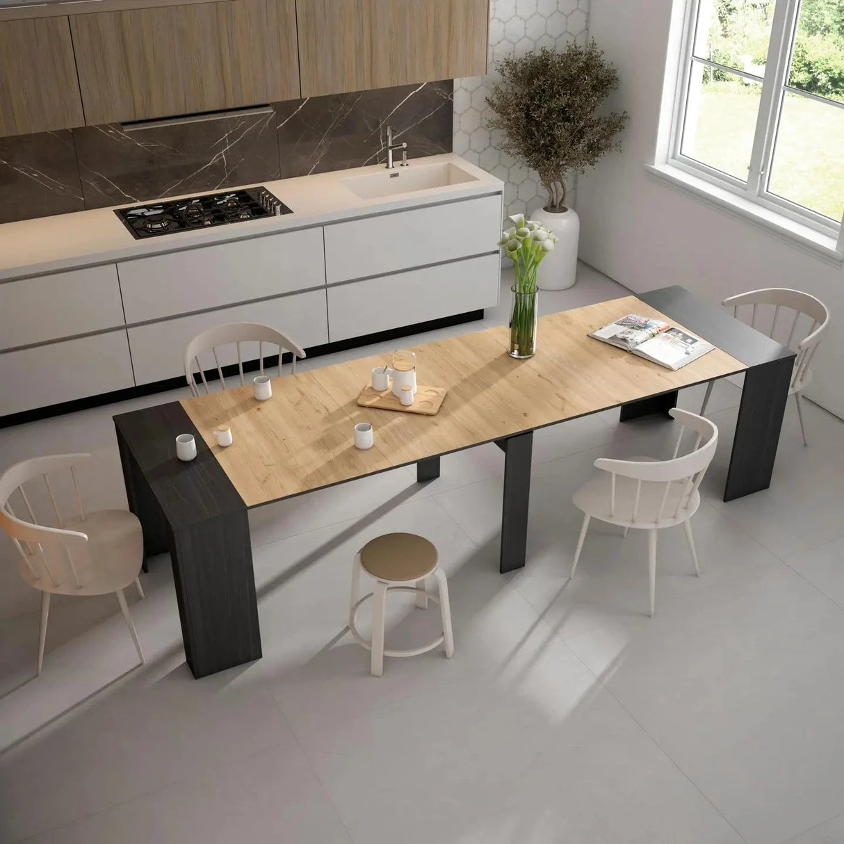 Ausziehbarer Konsolentisch Klappbarer Esstisch 180/300 - Prime Möbel