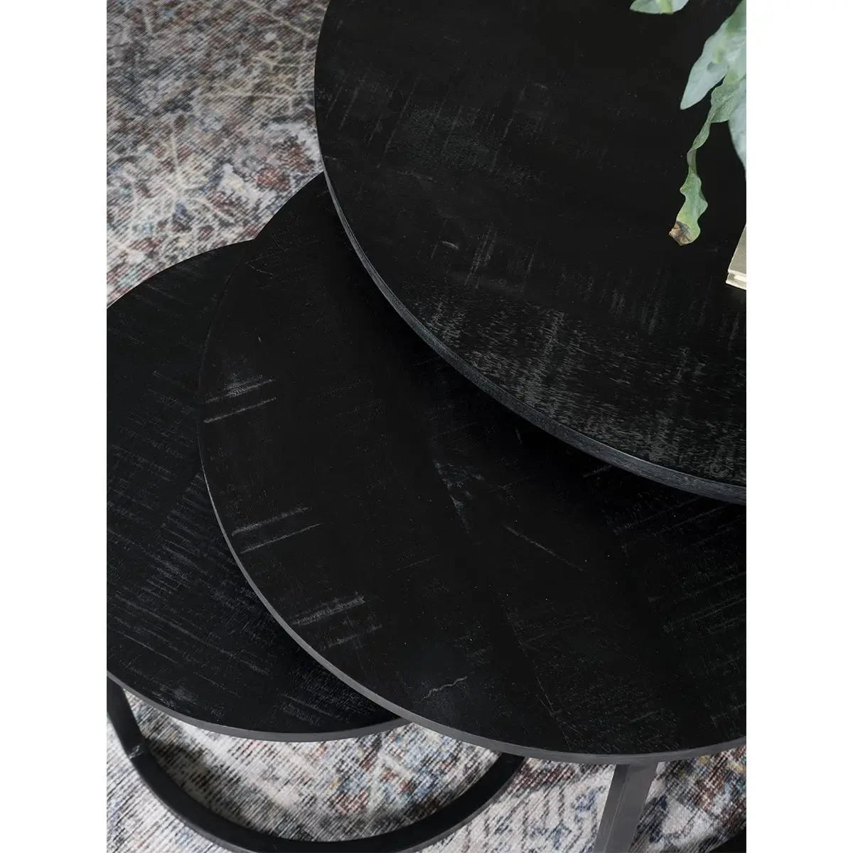 Couchtisch Bart - 2er-Set - Schwarze Platte - schwarze Basis - Prime Möbel