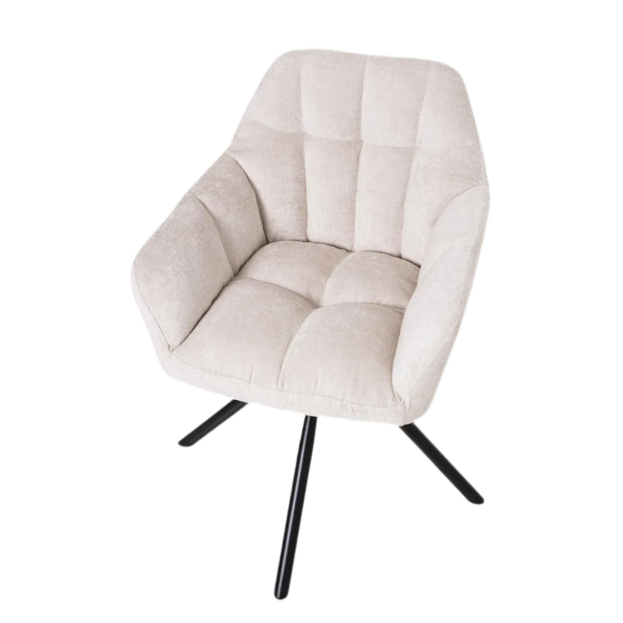 Iris 360º Drehstuhl,mit beigem Bezug, Metallbeine - Prime Möbel