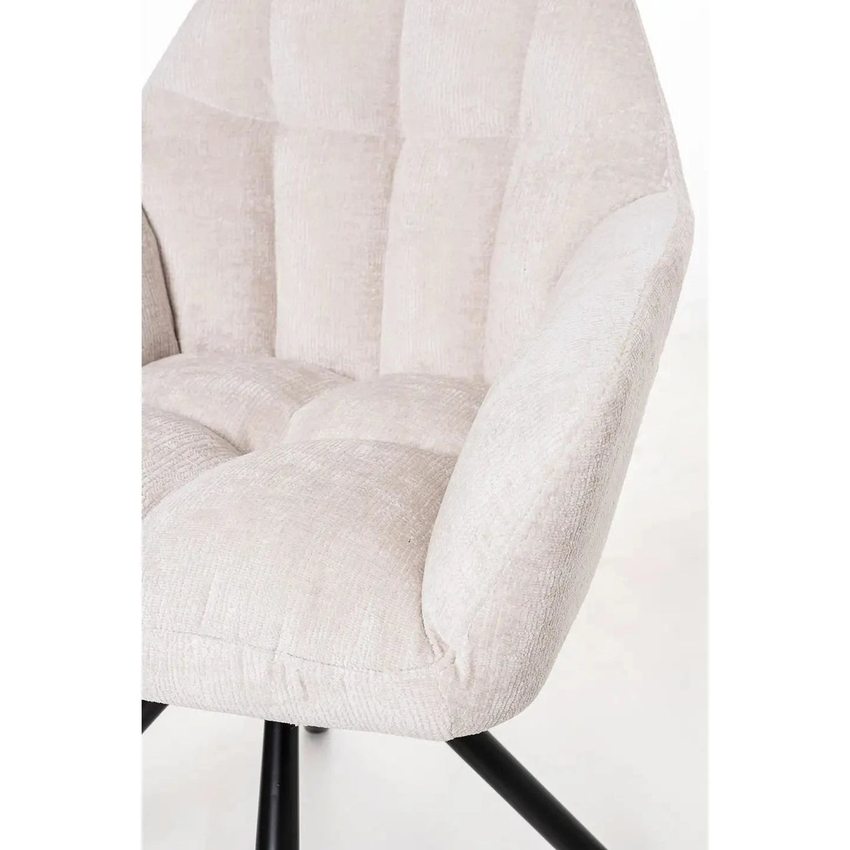 Iris 360º Drehstuhl,mit beigem Bezug, Metallbeine - Prime Möbel