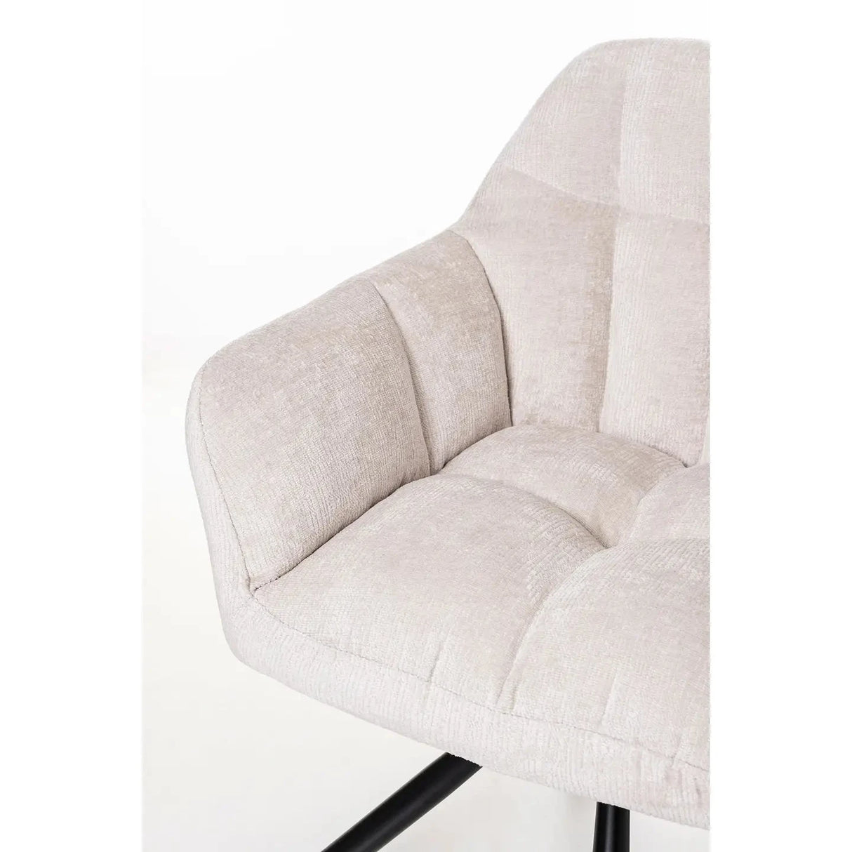 Iris 360º Drehstuhl,mit beigem Bezug, Metallbeine - Prime Möbel