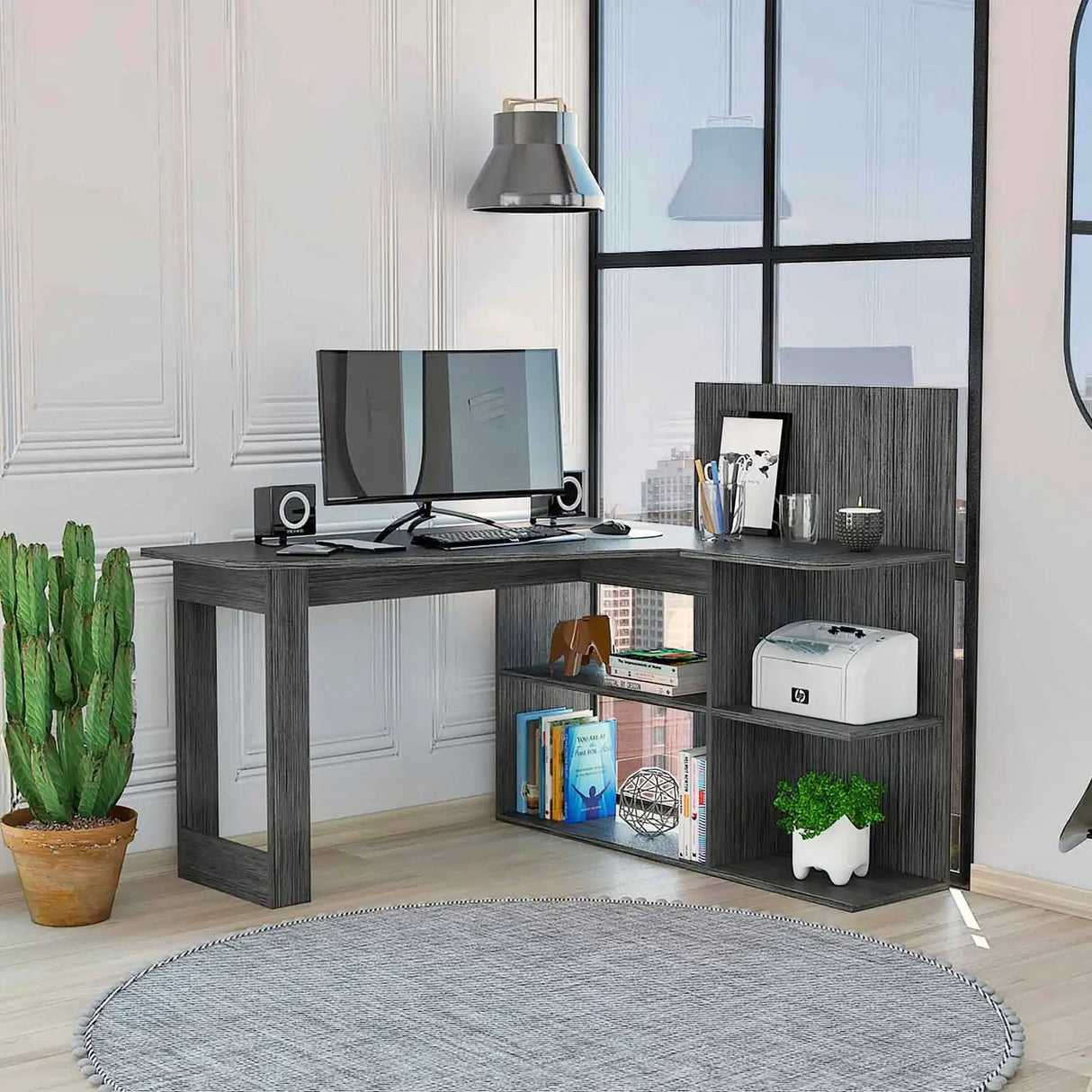 Kazim anthrazit Computer Schreibtisch 130cm - Prime Möbel