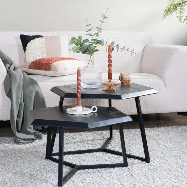 Kiara Couchtisch 2er-Set Achteckige Schwarz - Prime Möbel