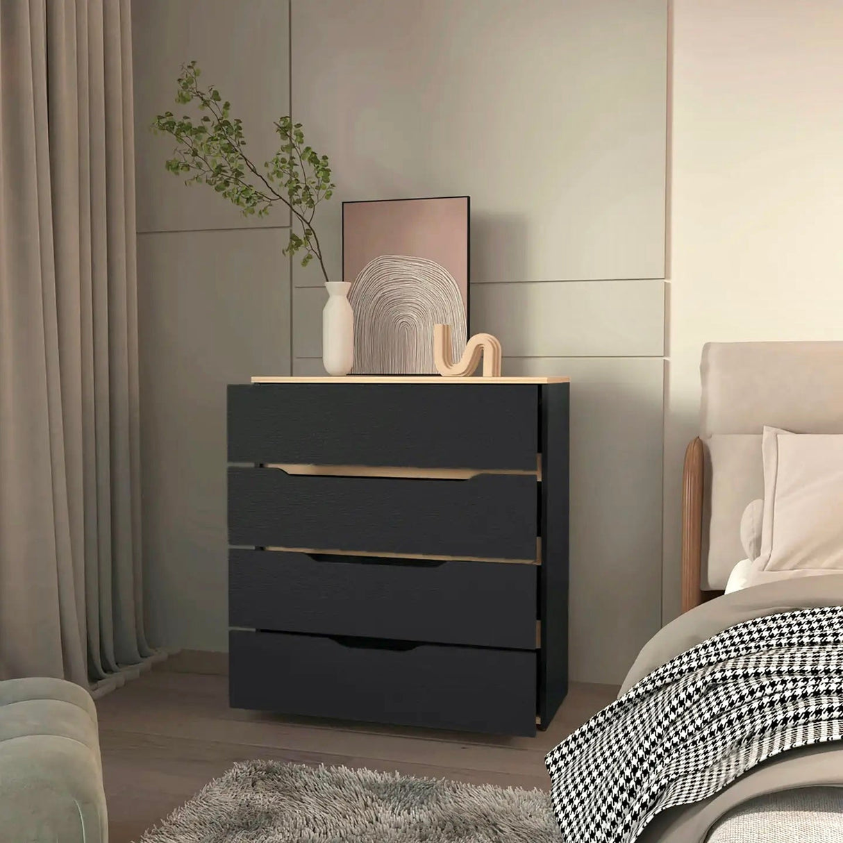 Kommode COCO aus Melamin, 4-Schubladen - Prime Möbel