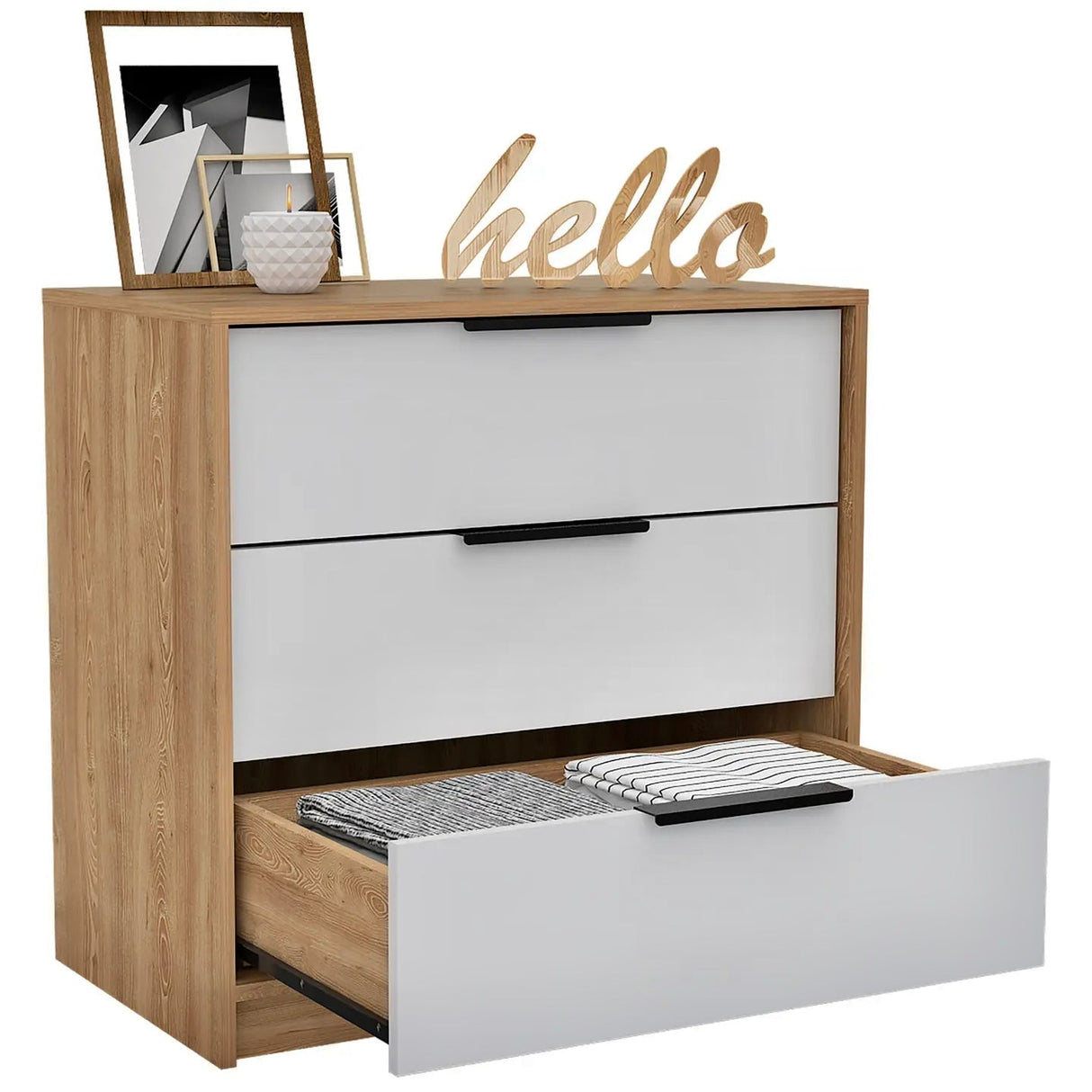 Kommode Kaia mit 3 Schubladen, mit Metallgriffen - Prime Möbel