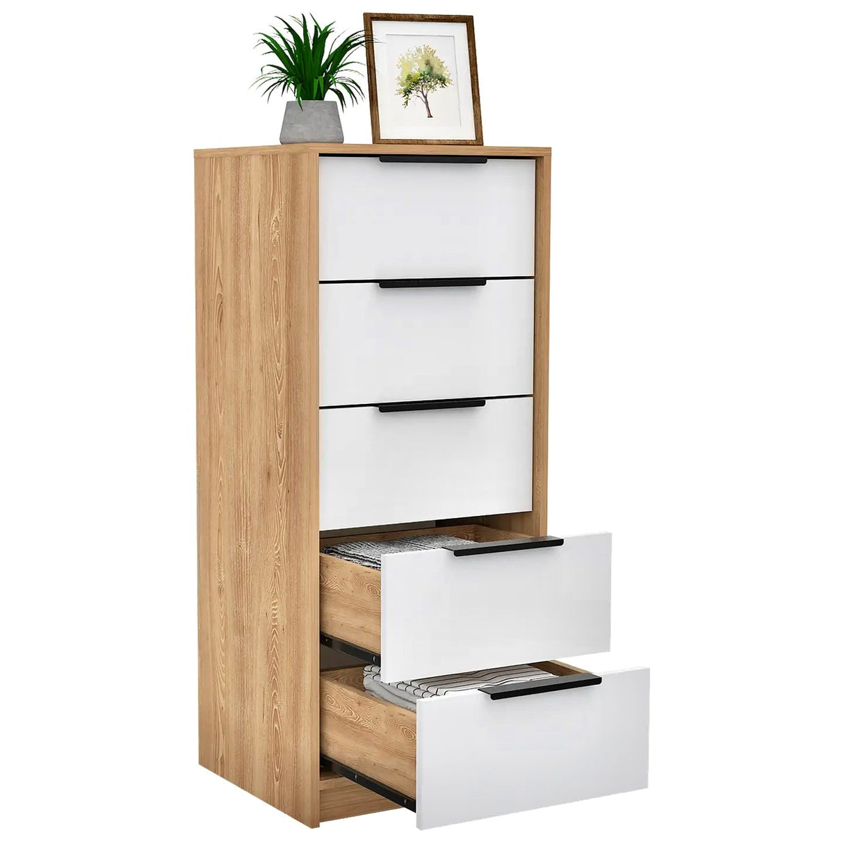 Kommode Kaia mit 5 Schubladen, mit Metallgriffen - Prime Möbel