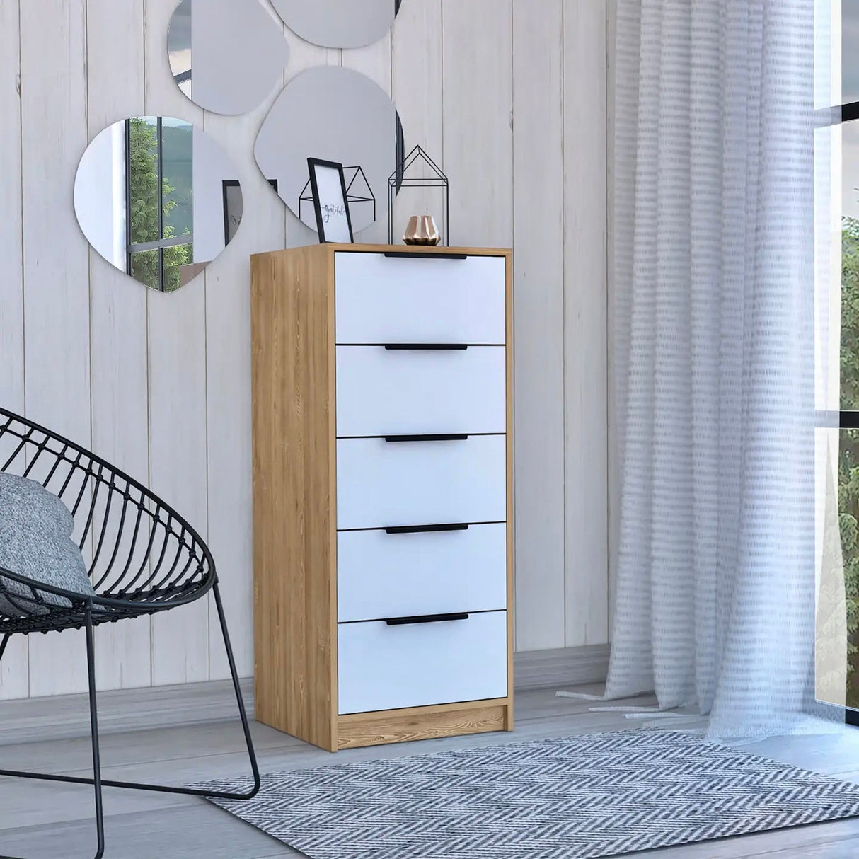 Kommode Kaia mit 5 Schubladen, mit Metallgriffen - Prime Möbel