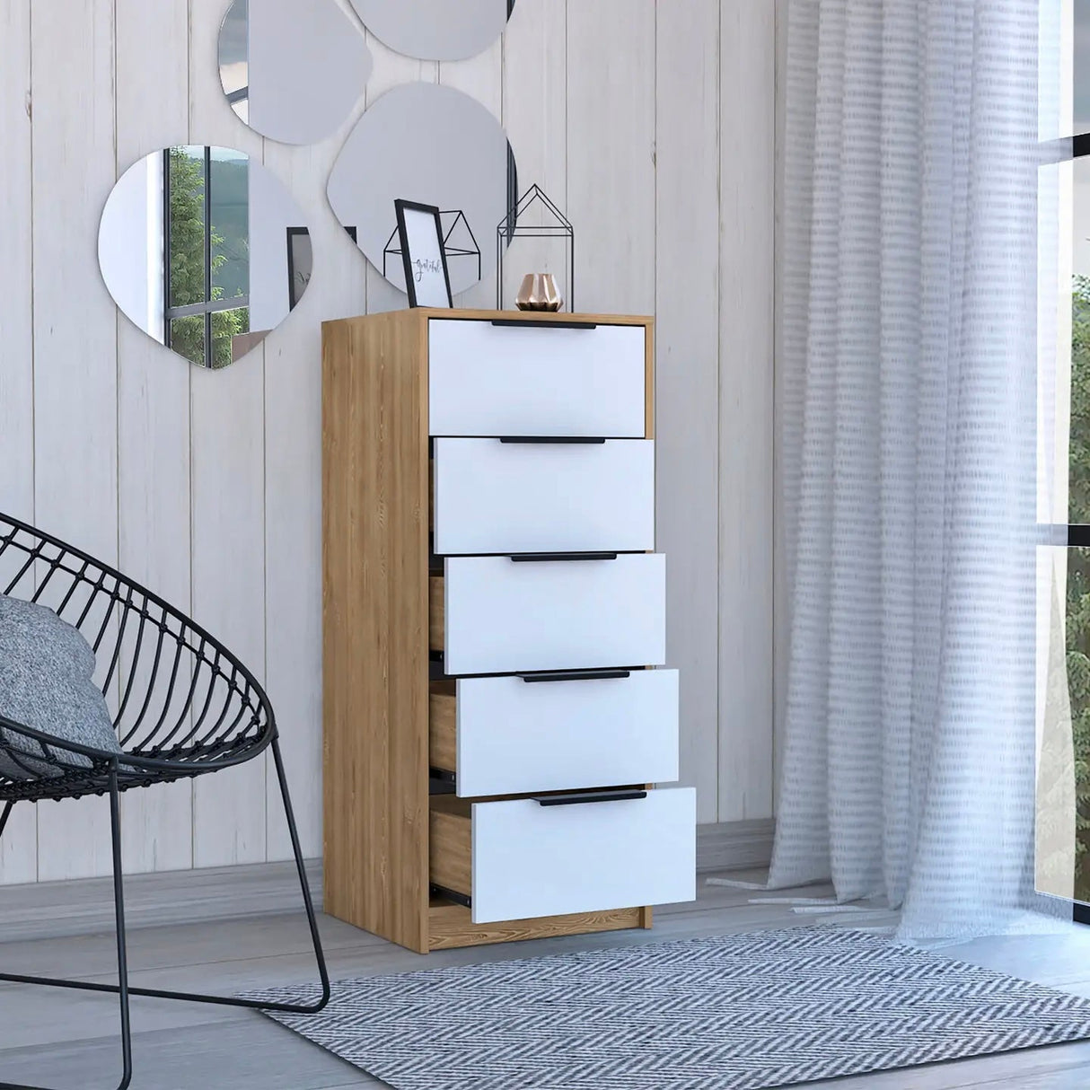 Kommode Kaia mit 5 Schubladen, mit Metallgriffen - Prime Möbel