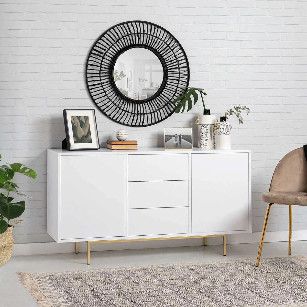 LARA Sideboard weiss/gold - Prime Möbel