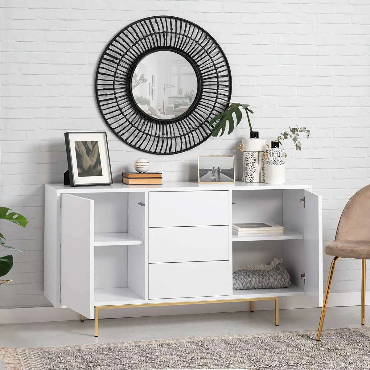 LARA Sideboard weiss/gold - Prime Möbel