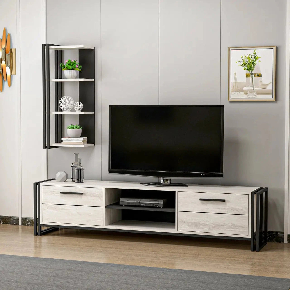 Moritz TV-Möbel getrommeltes weiss - Prime Möbel