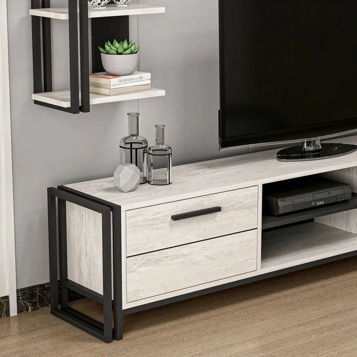 Moritz TV-Möbel getrommeltes weiss - Prime Möbel