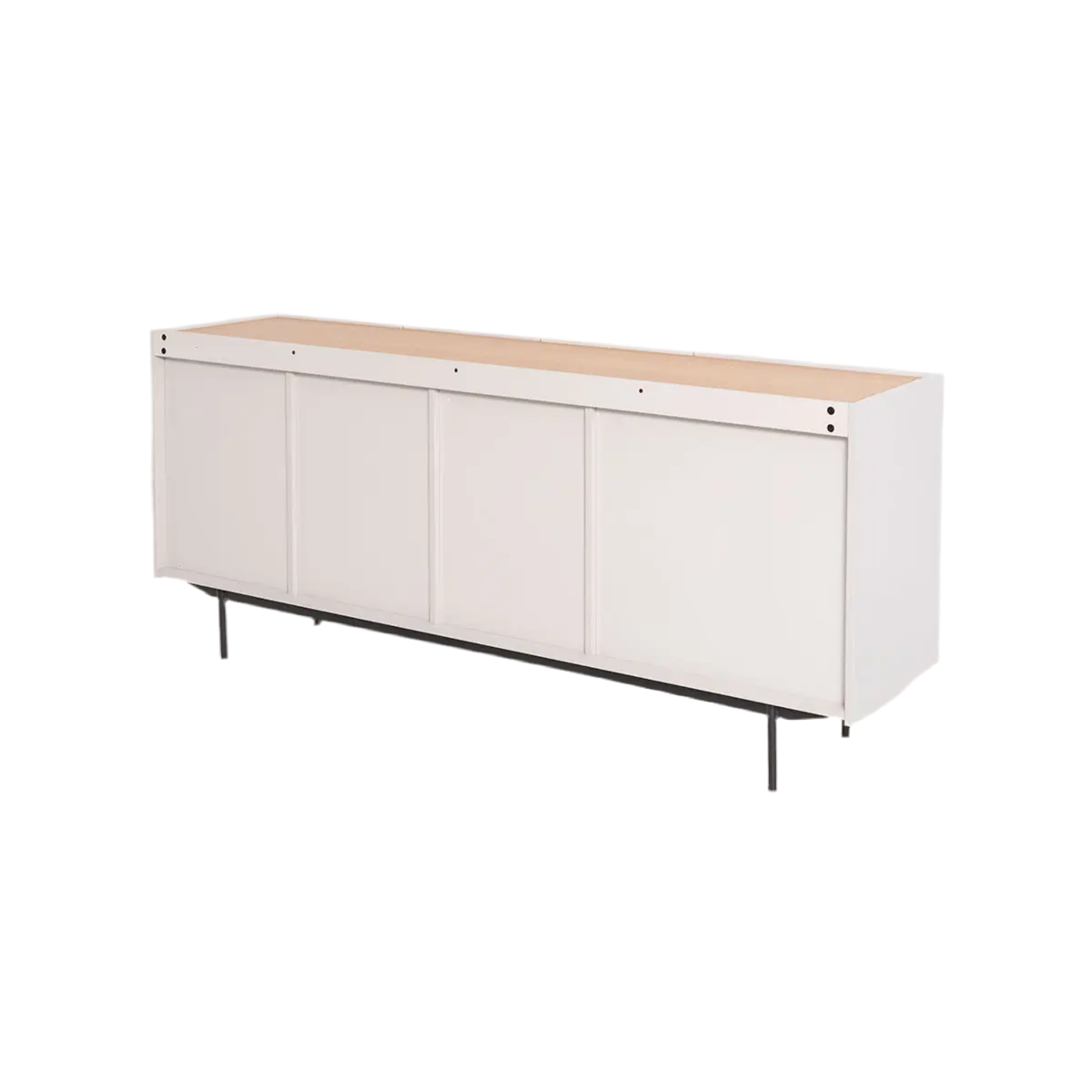 Pol Sideboard, grau lackierter Stein und Eichenfurnier, schwarze Metallbeine - Prime Möbel