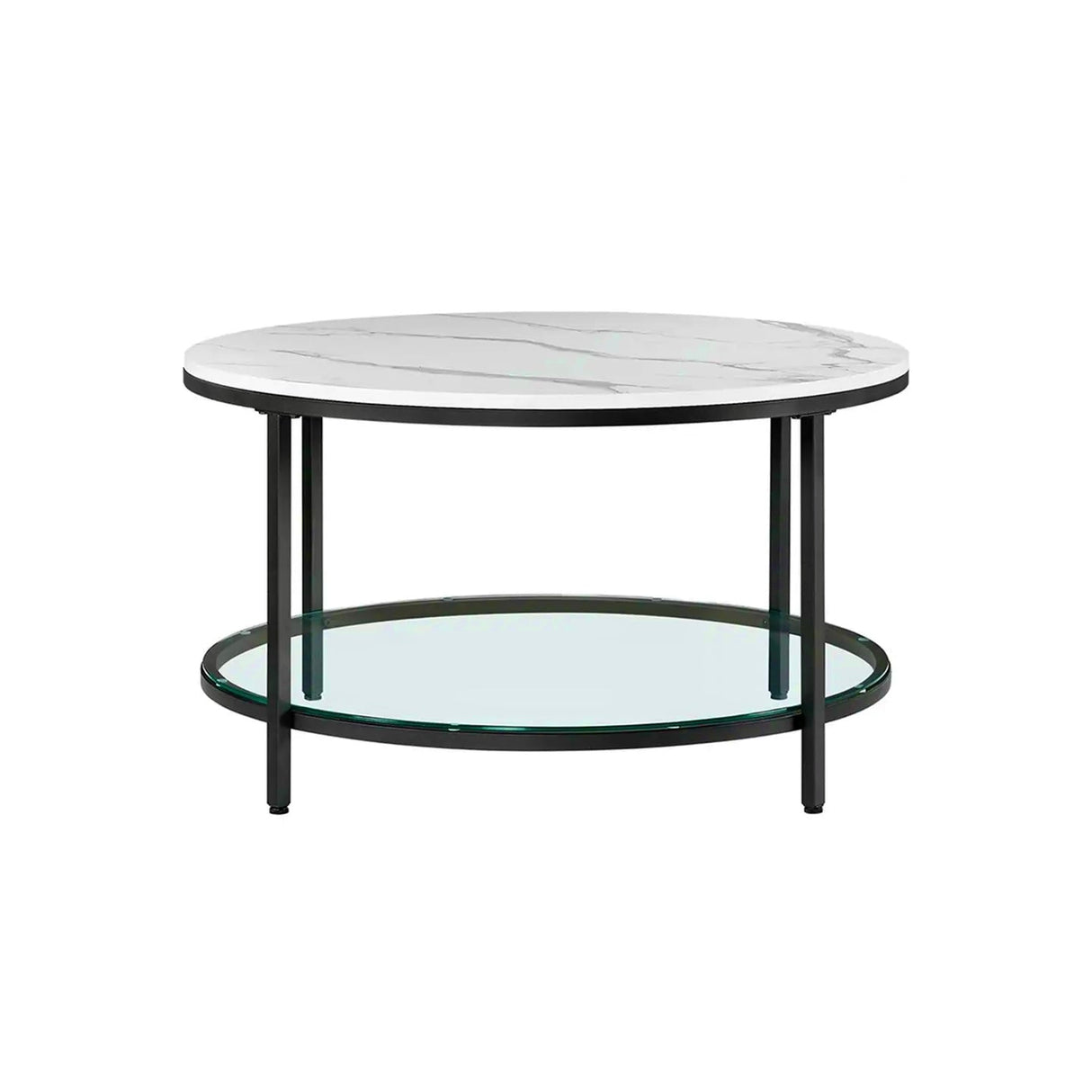 Prime Couchtisch – Rund, Marmoroptik und Klarglas/Schwarz - Prime Möbel