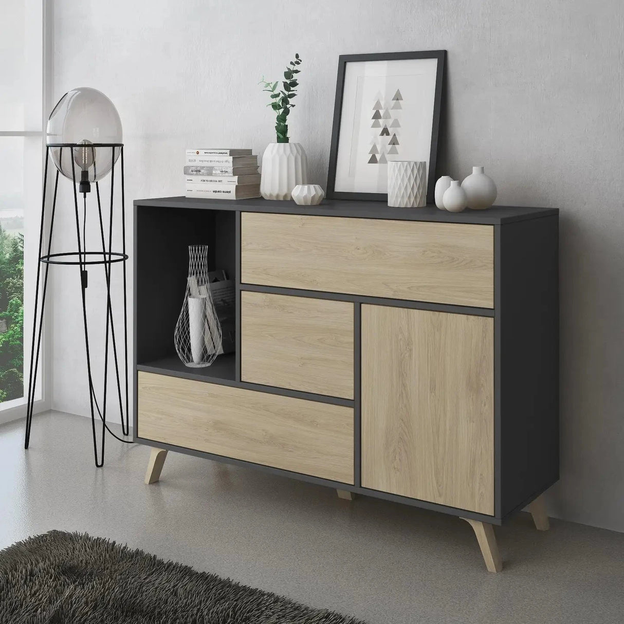 Puccini Sideboard antr. 120x40x86 - Prime Möbel