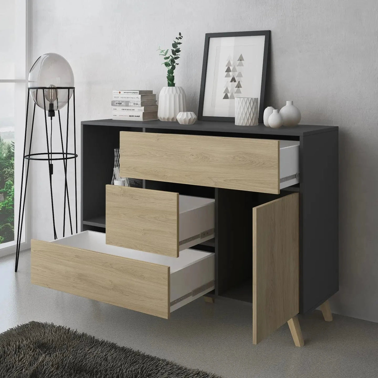Puccini Sideboard antr. 120x40x86 - Prime Möbel