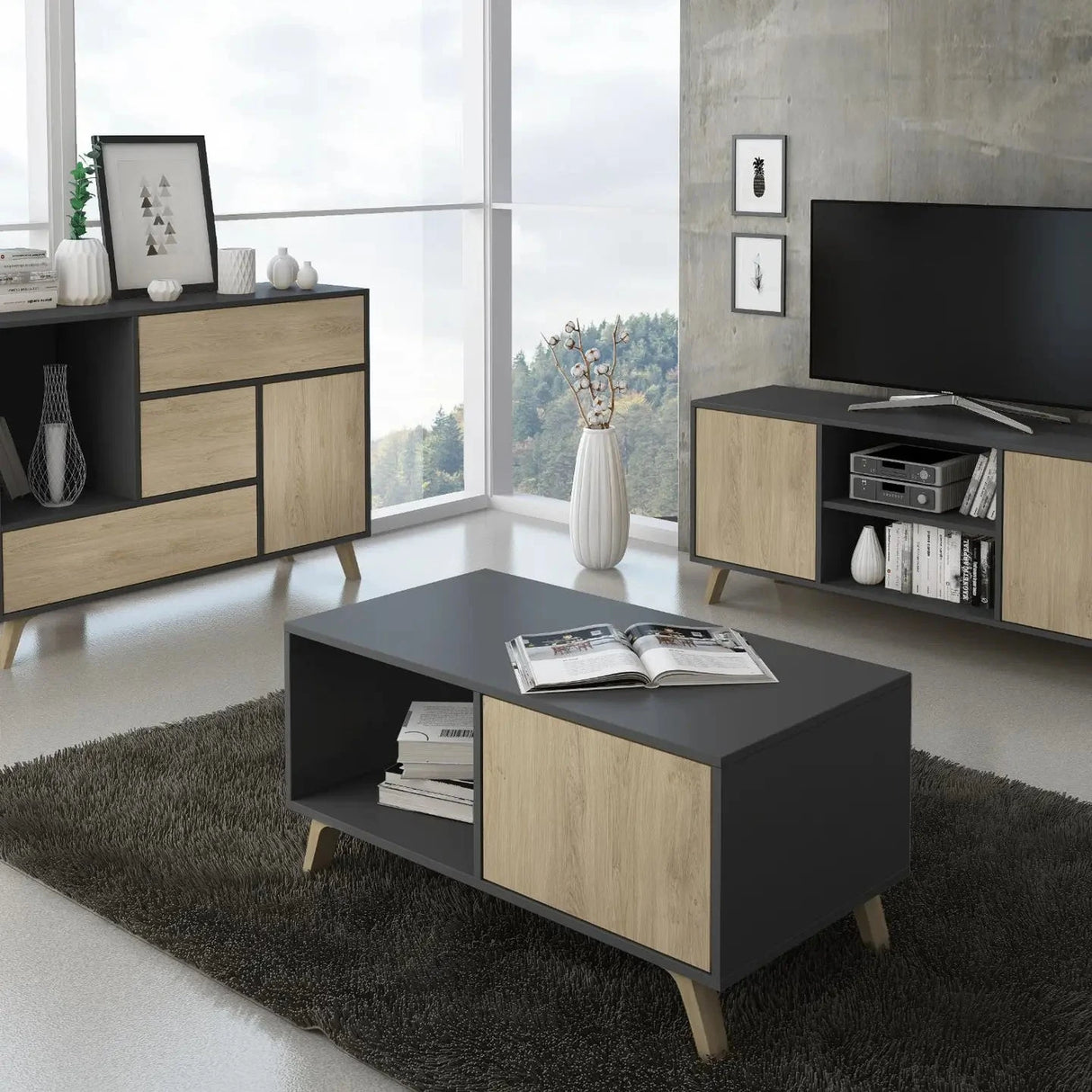 Puccini Sideboard antr. 120x40x86 - Prime Möbel