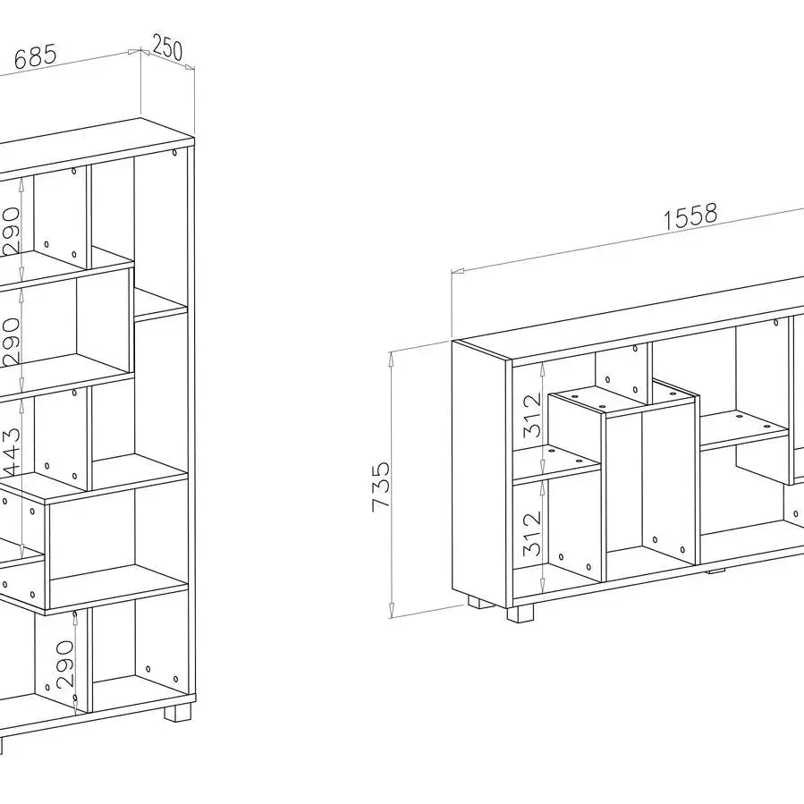 Regal TIM Matt Oak 68,5x161x25 - Prime Möbel