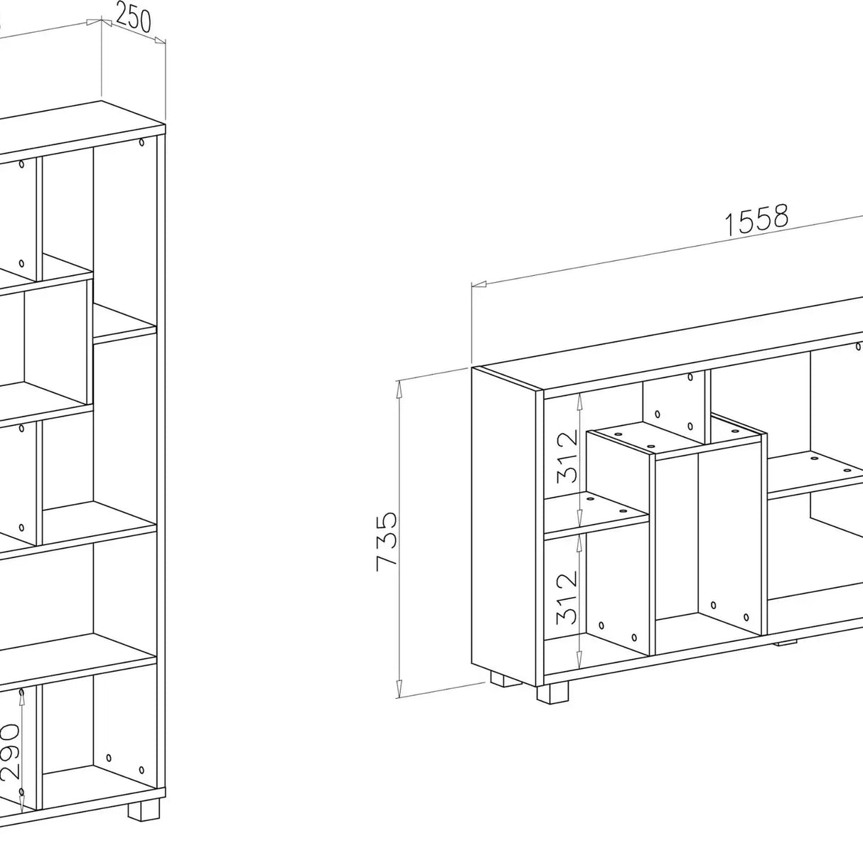 Regal TIM Matt weiss 68,5x161x25 - Prime Möbel