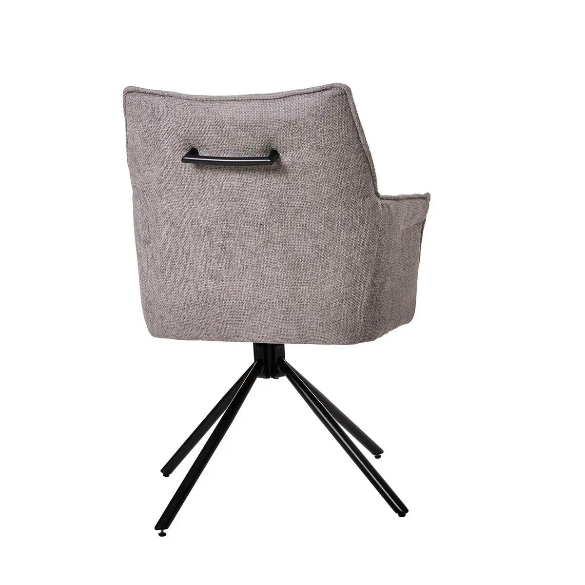 Rose 360º-Drehstuhl, graue Polsterung, schwarze Metallbeine. - Prime Möbel