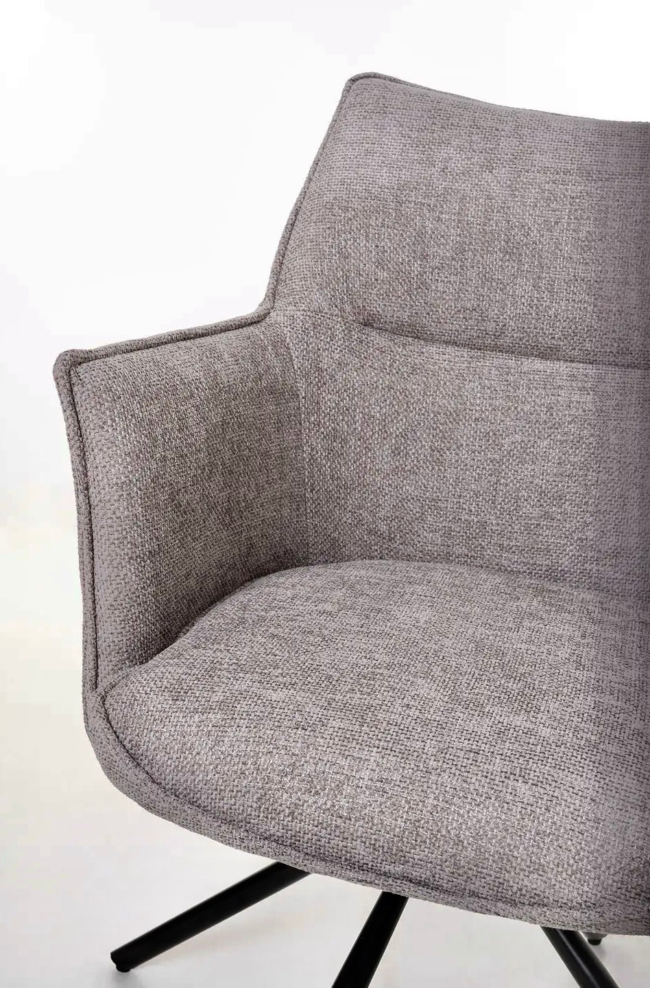 Rose 360º-Drehstuhl, graue Polsterung, schwarze Metallbeine. - Prime Möbel