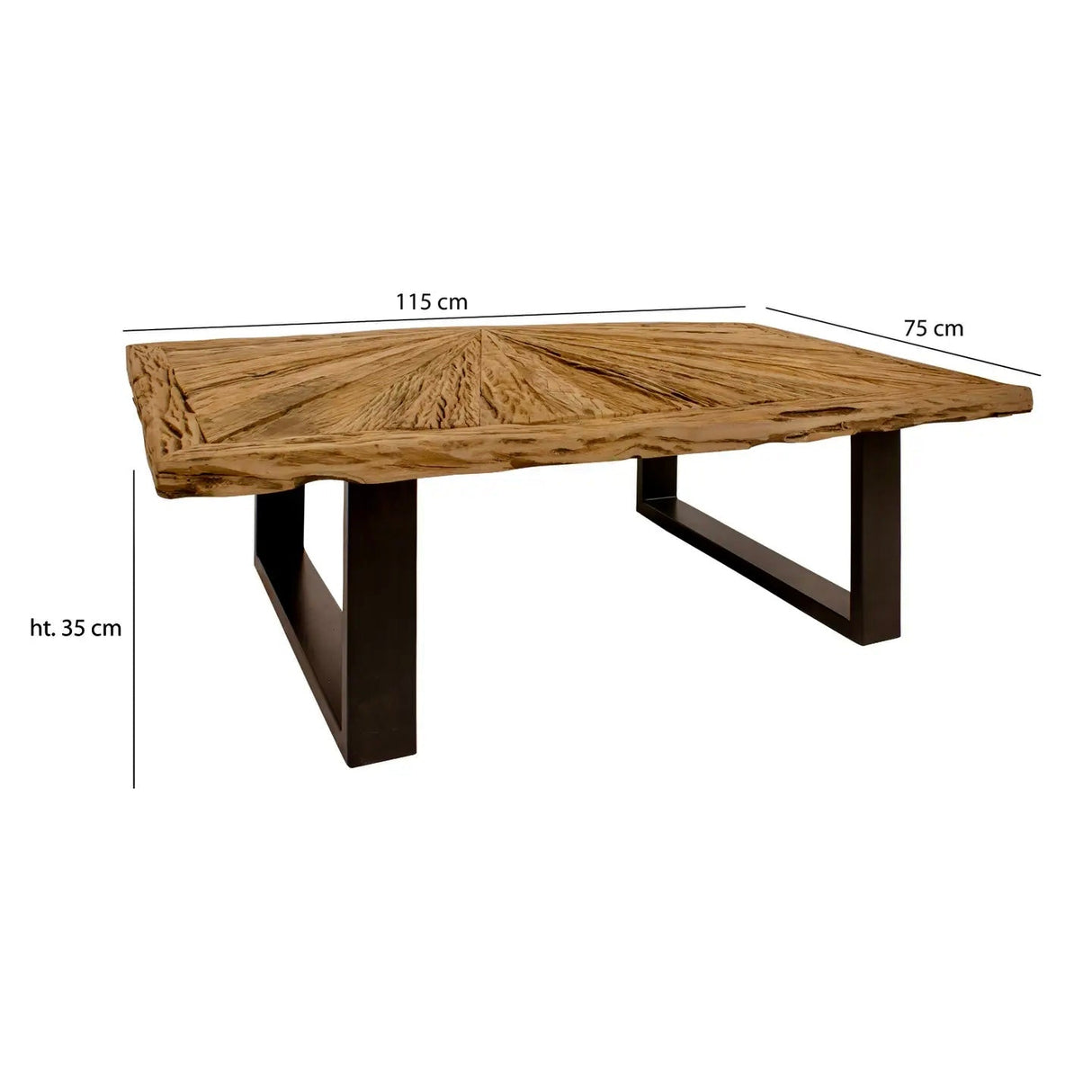 Sarmaty Couchtisch – Recyceltes Teakholz industriellen Look - Prime Möbel