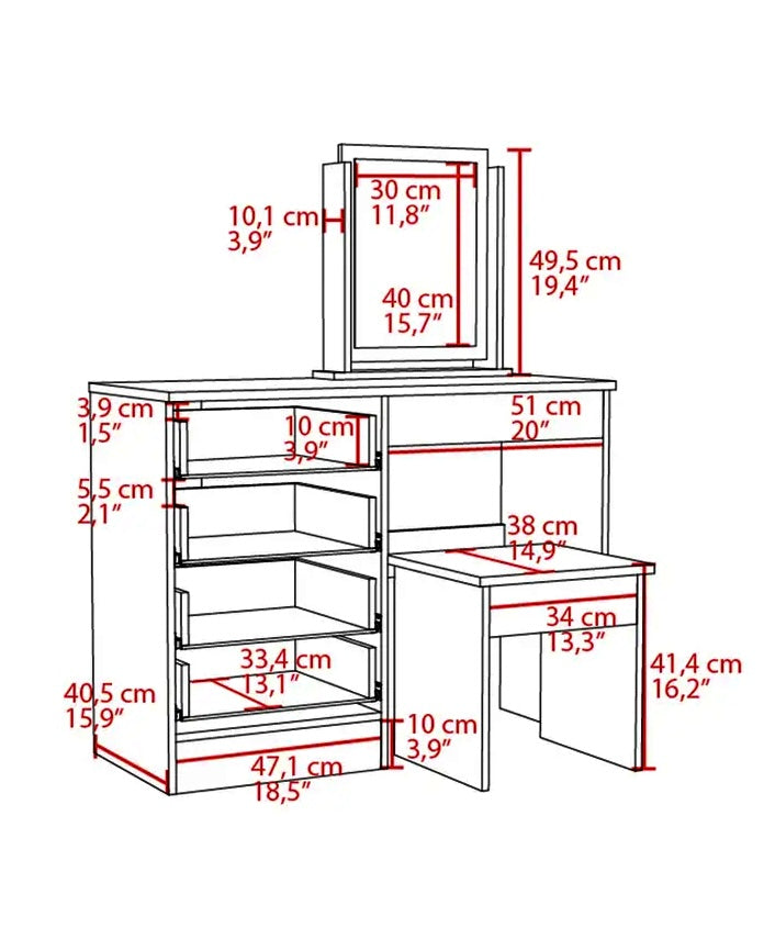 Selina Mirror Schminktisch 126cm - Prime Möbel