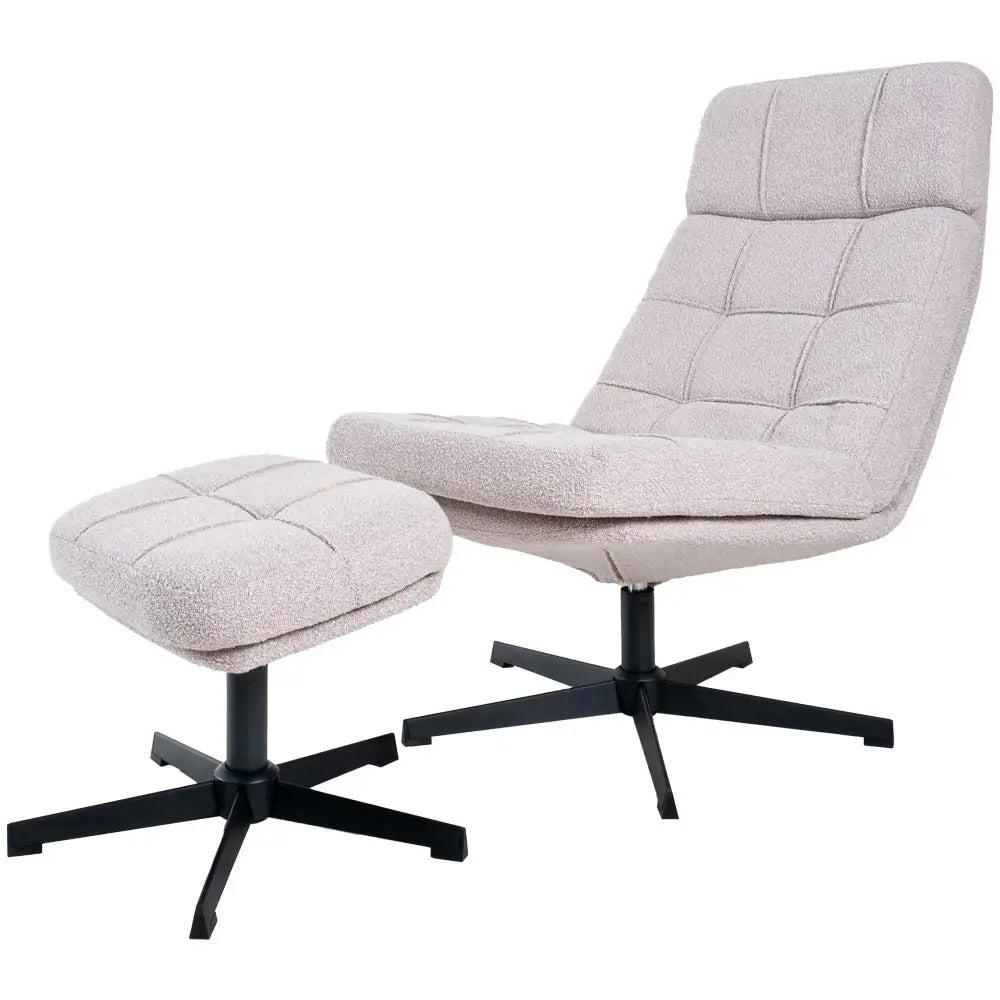 Sessel Aideen+Hocker -Bouclé - Prime Möbel