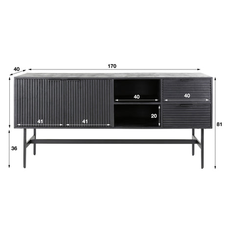 Sideboard Marina Eleganz aus Mangoholz 170x80cm - Prime Möbel