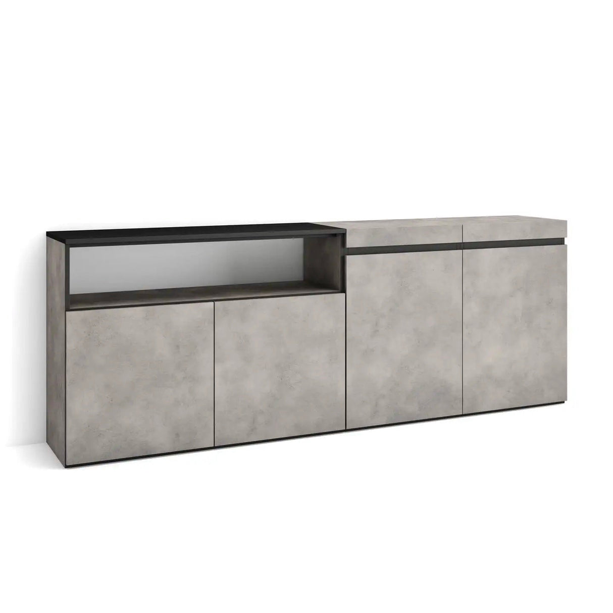 Sideboard Vila für Wohnzimmer Moderner Stil Zement 200x75x35cm - Prime Möbel