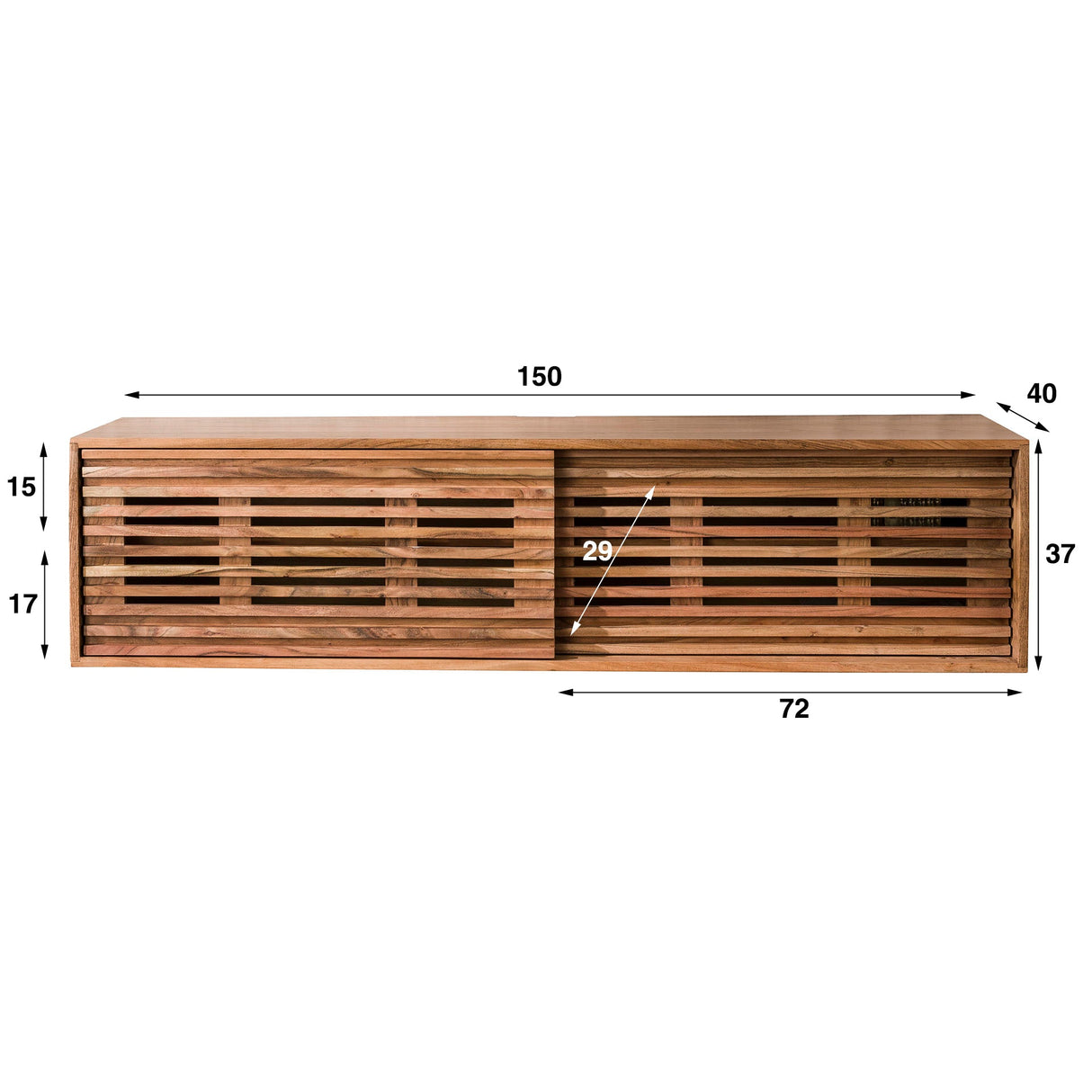 Slide TV-Möbel – Modern schwebend mit 2 Türen 150cm - Prime Möbel