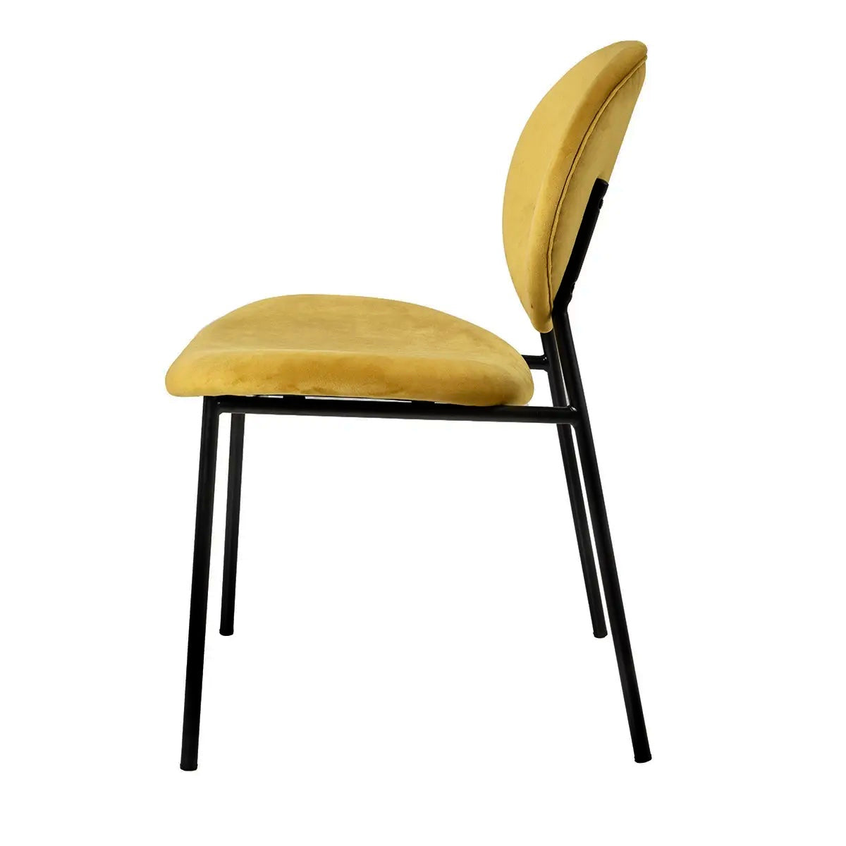 Stuhl AMAR mit senffarbenem Samtbezug. 49X55X81 - Prime Möbel