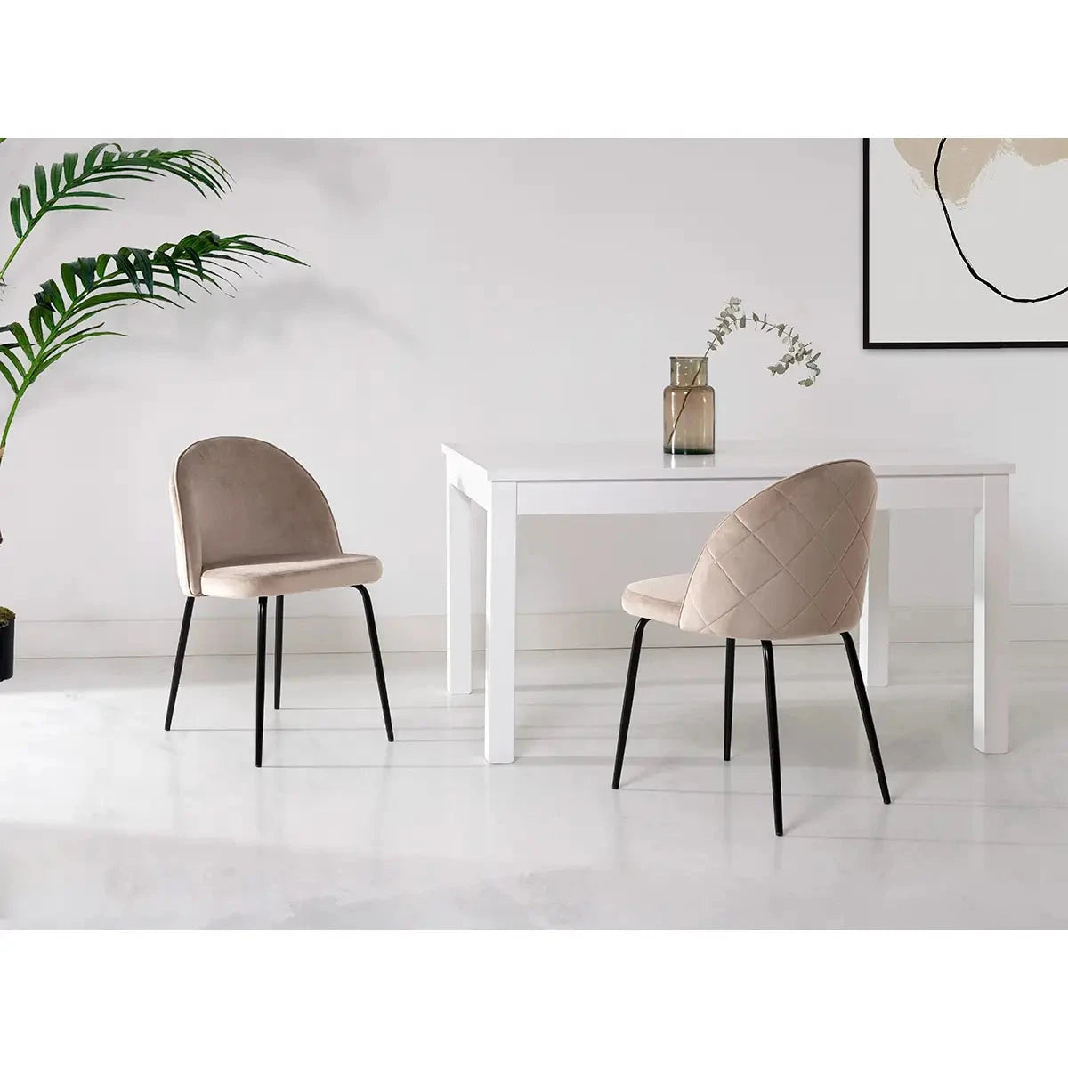 Stuhl URSULA kamelfarbenem Samt - Prime Möbel