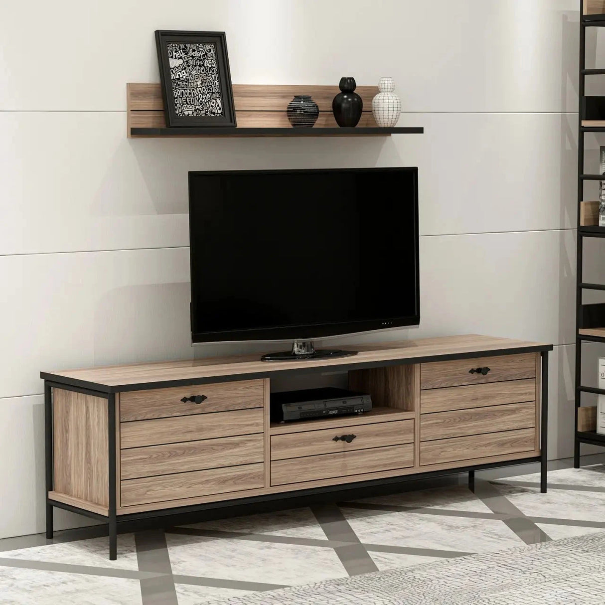 TV-Möbel Noah inkl.Wantablar mit Kaman-Nussbaumholz - Prime Möbel