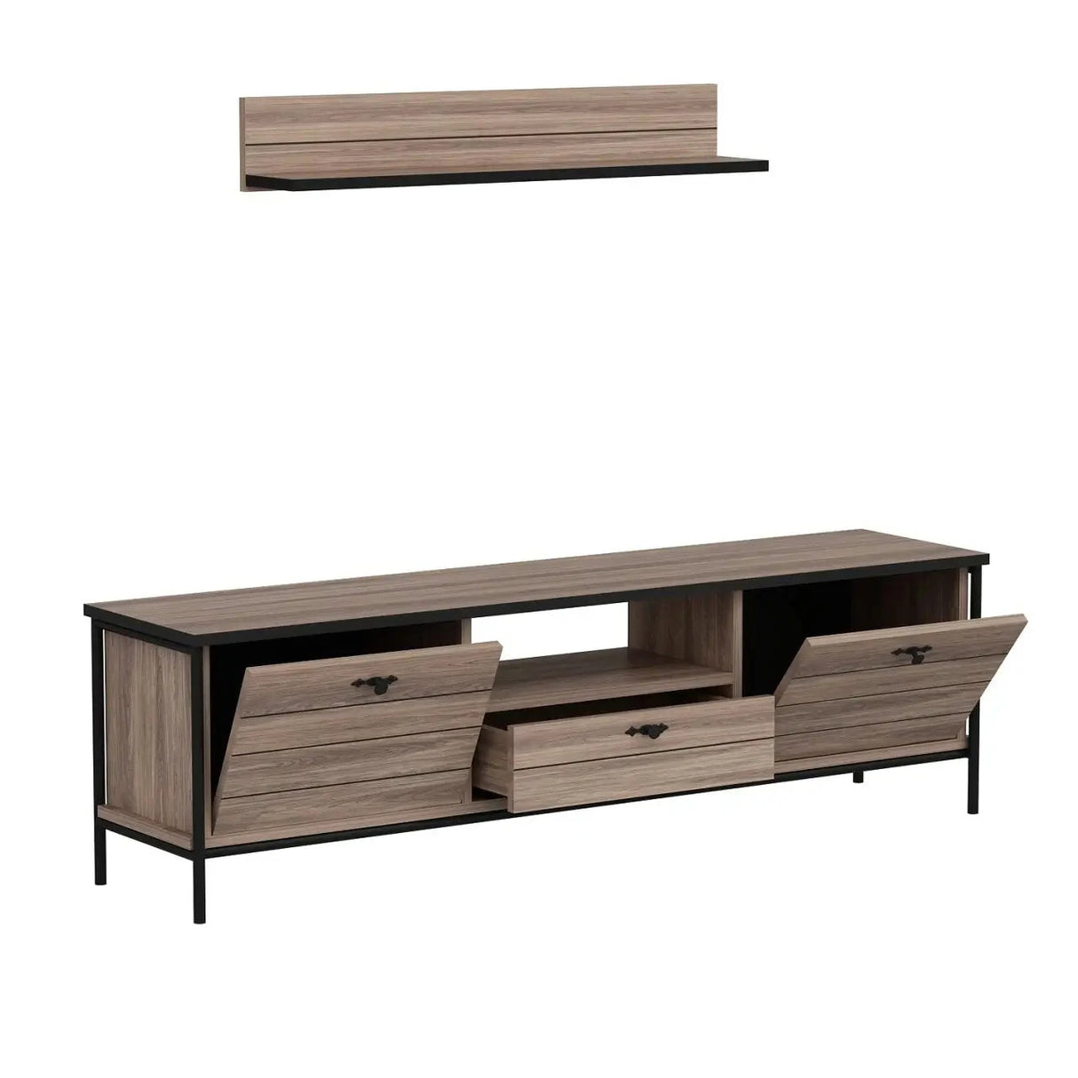 TV-Möbel Noah inkl.Wantablar mit Kaman-Nussbaumholz - Prime Möbel