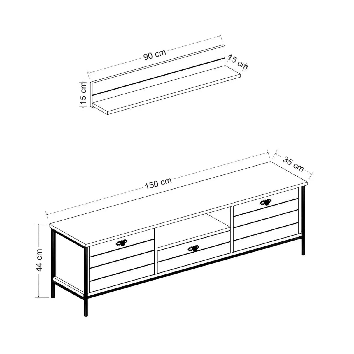 TV-Möbel Noah inkl.Wantablar mit Kaman-Nussbaumholz - Prime Möbel