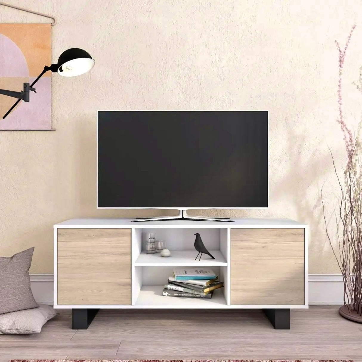 TV-Schrank WIND – Moderner Look in Weiß und Eiche - Prime Möbel