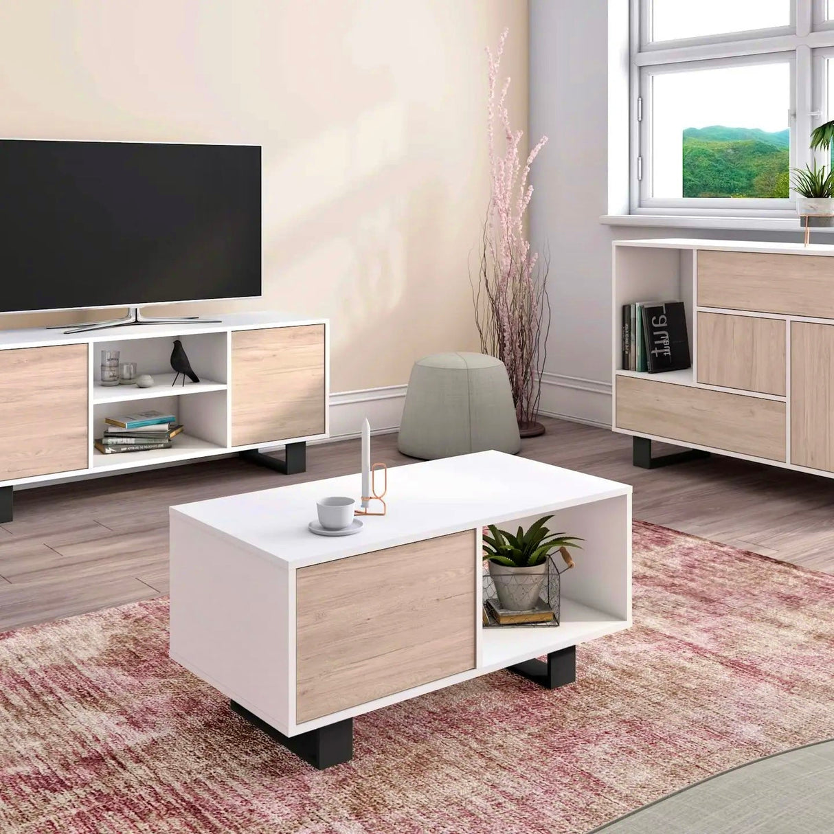 TV-Schrank WIND – Moderner Look in Weiß und Eiche - Prime Möbel