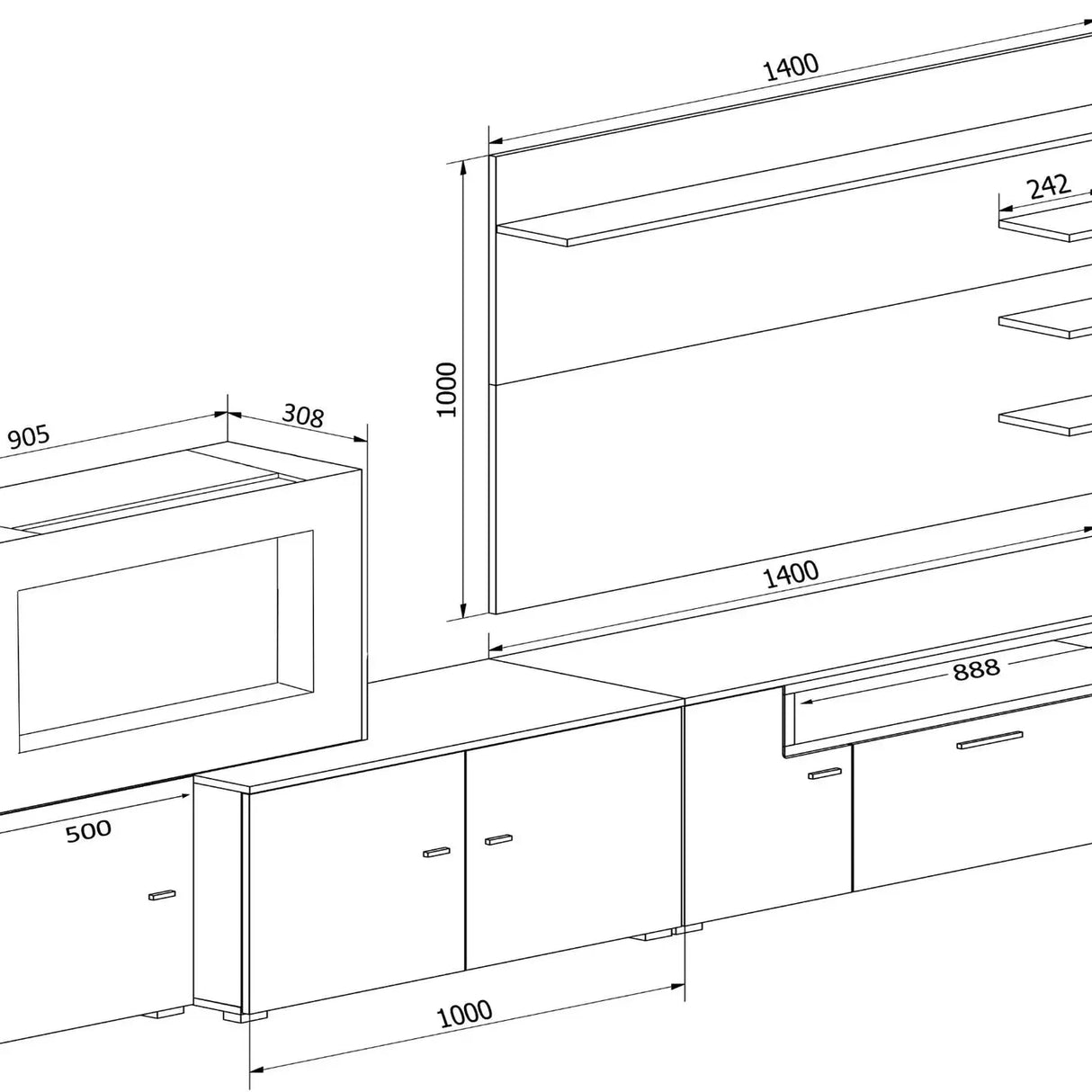 Wohnzimmermöbel mit elktr.Kamin mattweiß und glänzend weiß lack - Prime Möbel