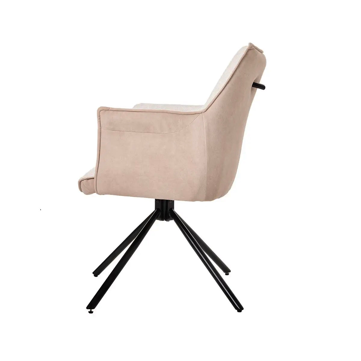360º-Drehstuhl von Rose, beiger Polsterung, schwarze Metallbeine. - Prime Möbel