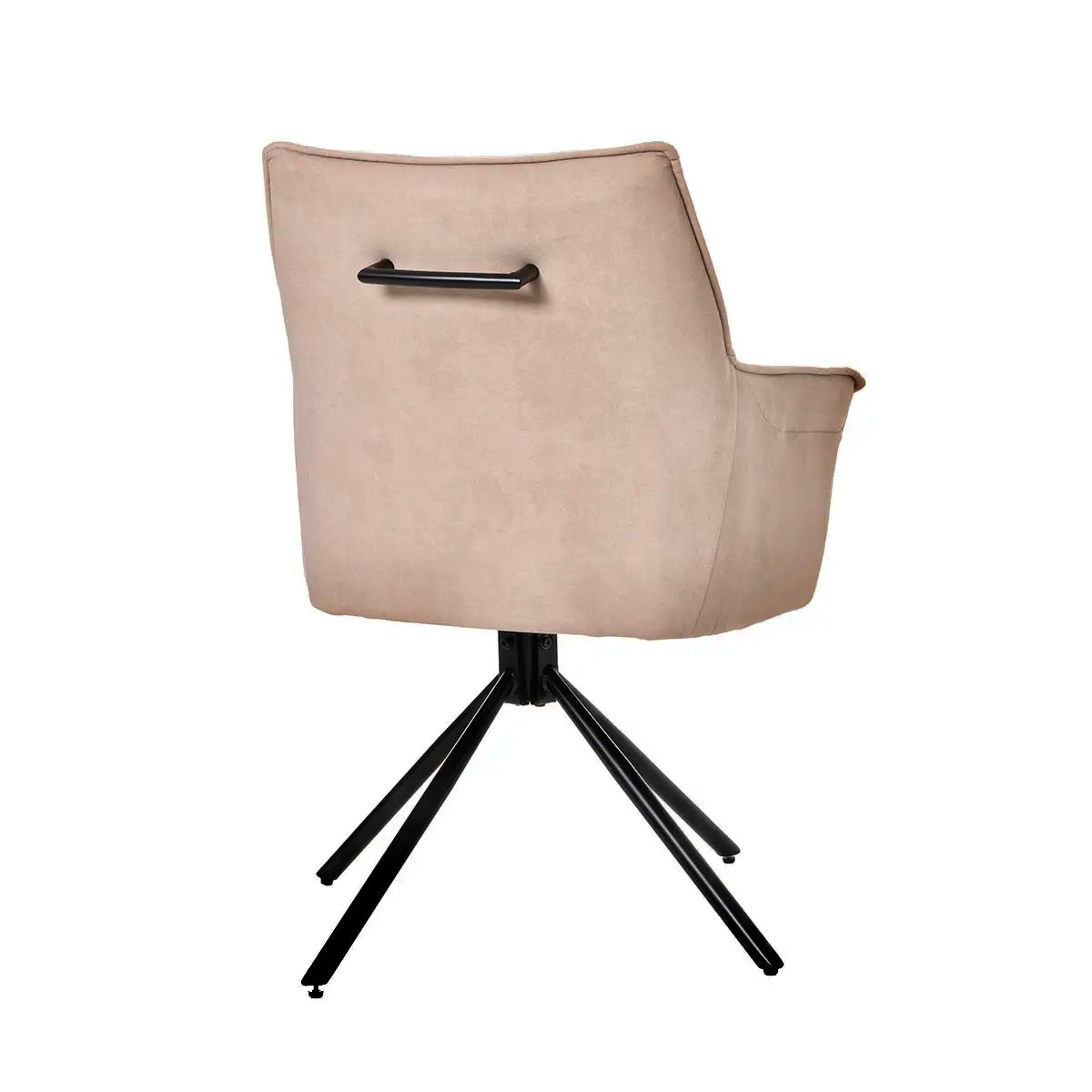 360º-Drehstuhl von Rose, beiger Polsterung, schwarze Metallbeine. - Prime Möbel