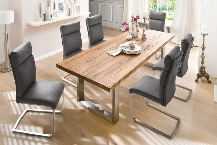 Esstisch Medor Wildeiche massiv,Edelstahl Prime Möbel